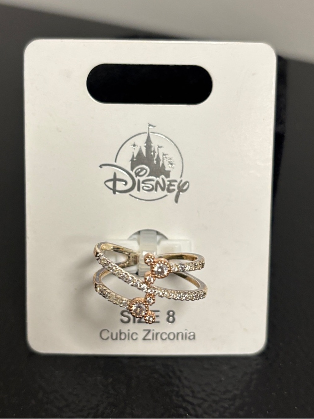 Disney Rose Gold Triple Band Ring with Clear Cubic Zirconia